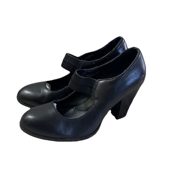 Born Mary Jane Black Leather Pump Heel Women’s 6 Preppy Classy - Picture 1 of 9